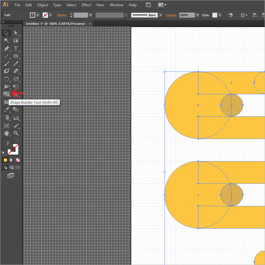 Using Shape builder tool in Illustrator